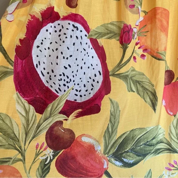 FARM Rio Mixed Prints Patch Maxi Dress Beaded Straps Tropical Fruit Size XL - Picture 12 of 16